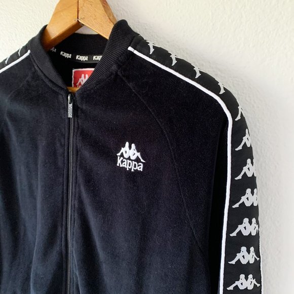 Kappa Y2K Velour Full Zip Track Jacket Black Omini Logo Women’s Streetwear - Picture 4 of 13